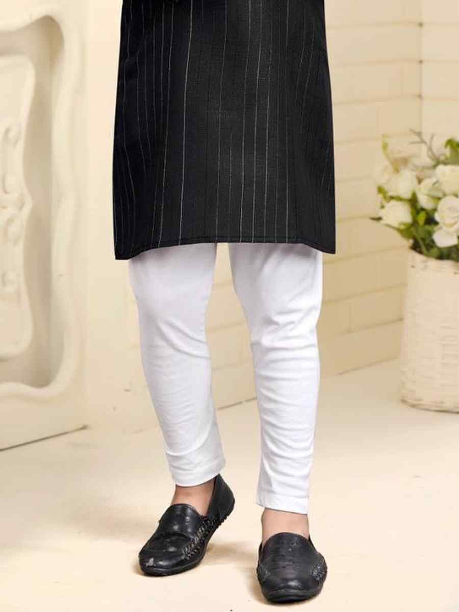 Black Pure Cotton Slub Zardosi Festival Traditional Kurta Pyjama Boys Wear