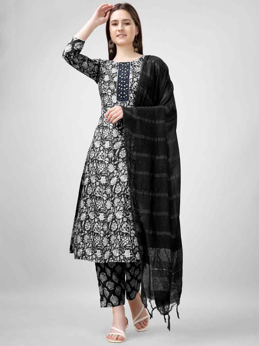 Black Rayon Embroidered Festival Mehendi Ready Pant Salwar Kameez