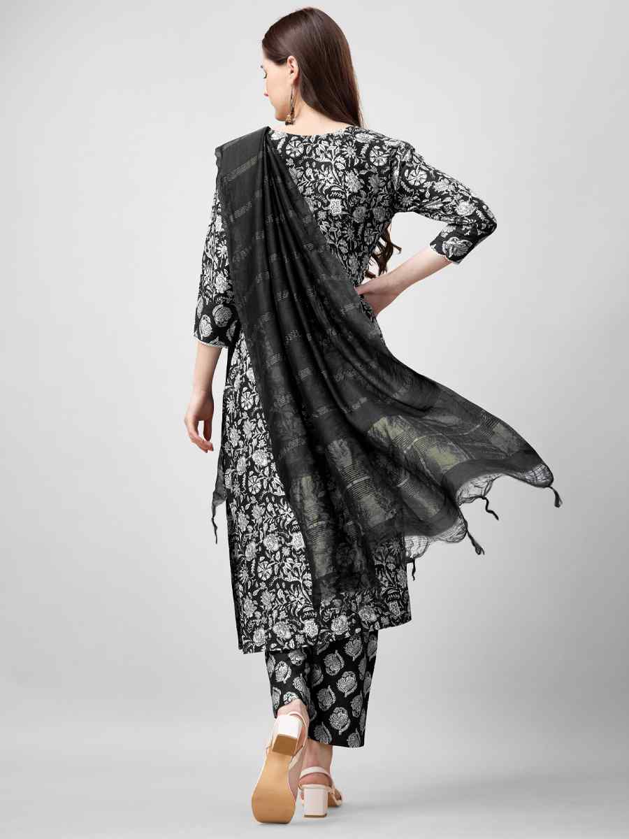 Black Rayon Embroidered Festival Mehendi Ready Pant Salwar Kameez