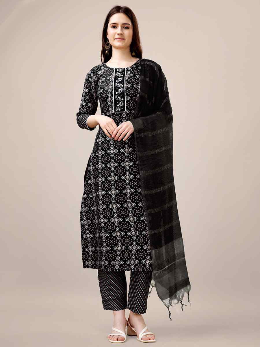 Black Rayon Embroidered Festival Wedding Ready Pant Salwar Kameez