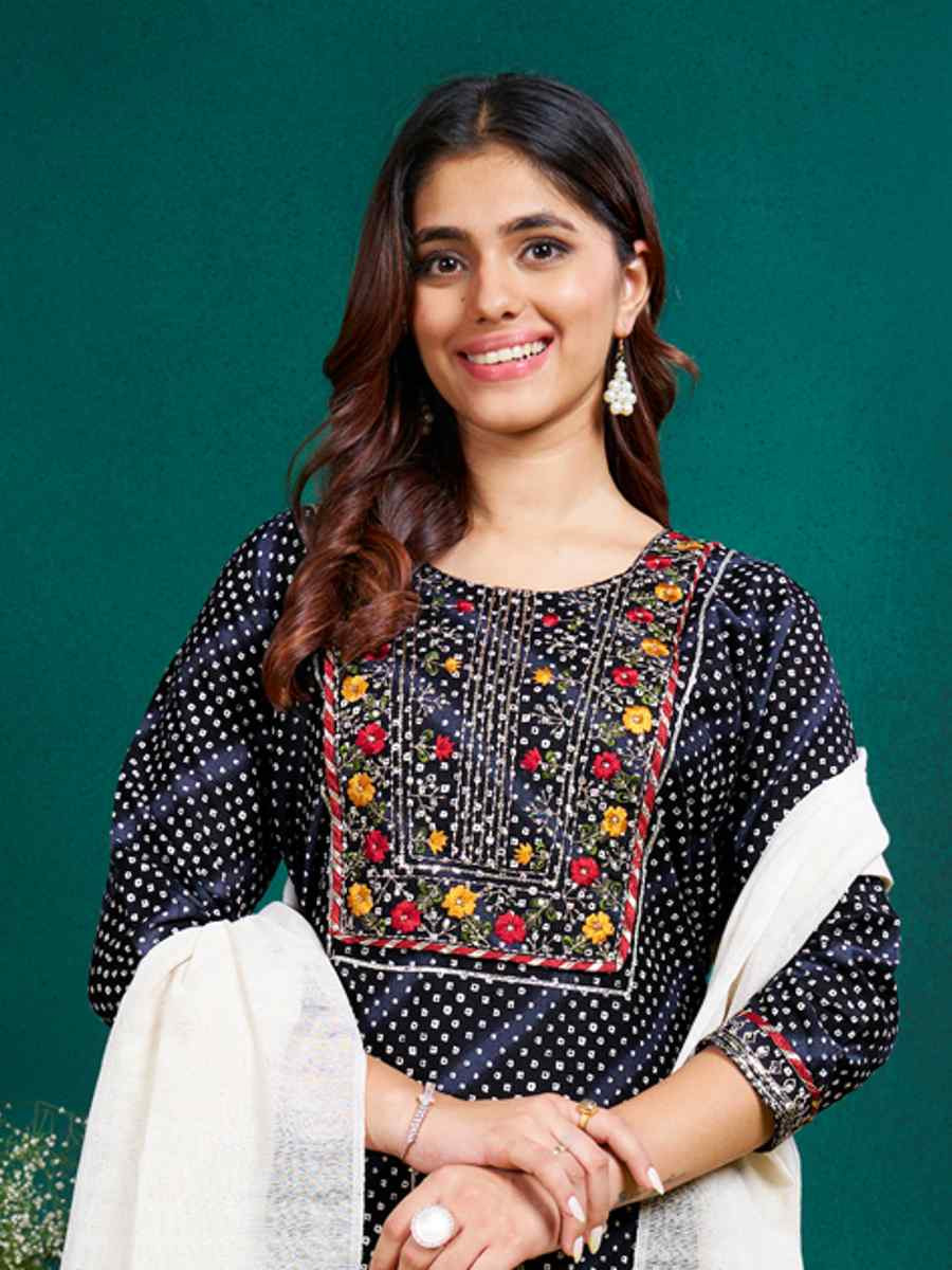 Black Rayon Printed Festival Casual Pant Salwar Kameez