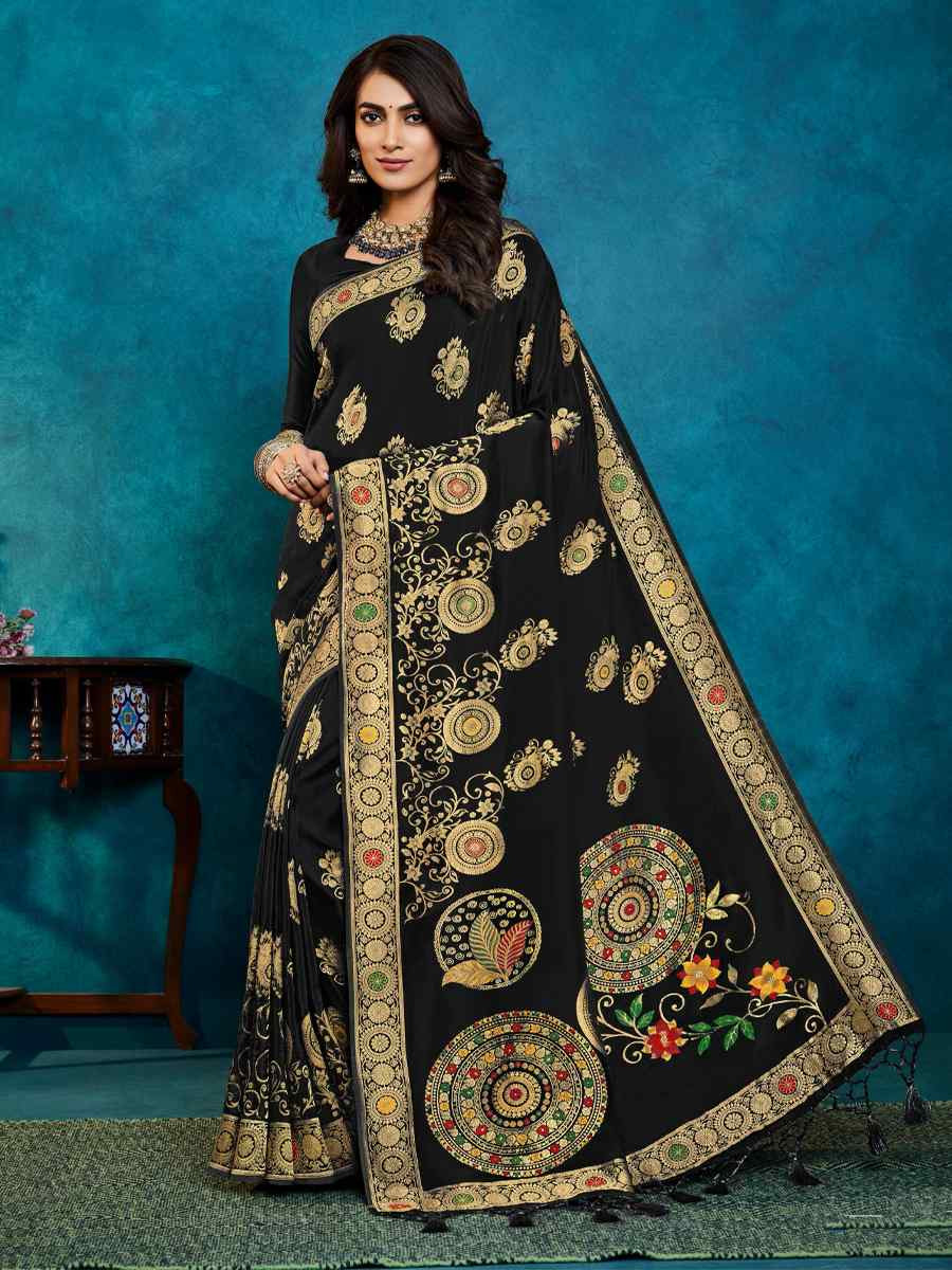 Black Silk Handwoven Festival Casual Classic Style Saree