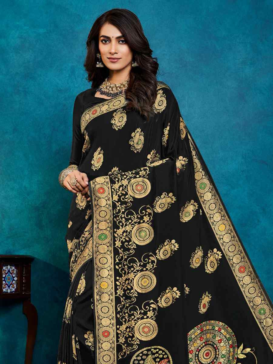 Black Silk Handwoven Festival Casual Classic Style Saree