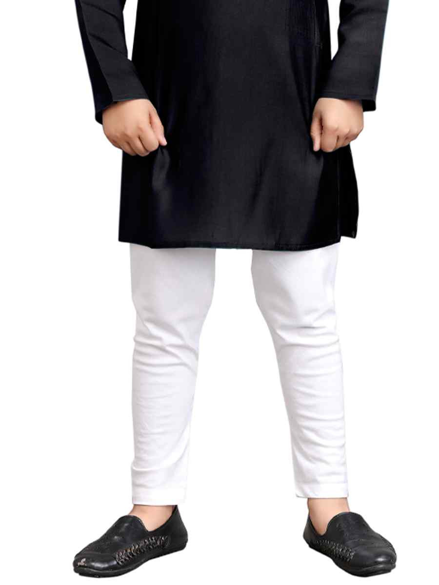 Black Viscose Embroidered Wedding Casual Kurta Pyjama Boys Wear