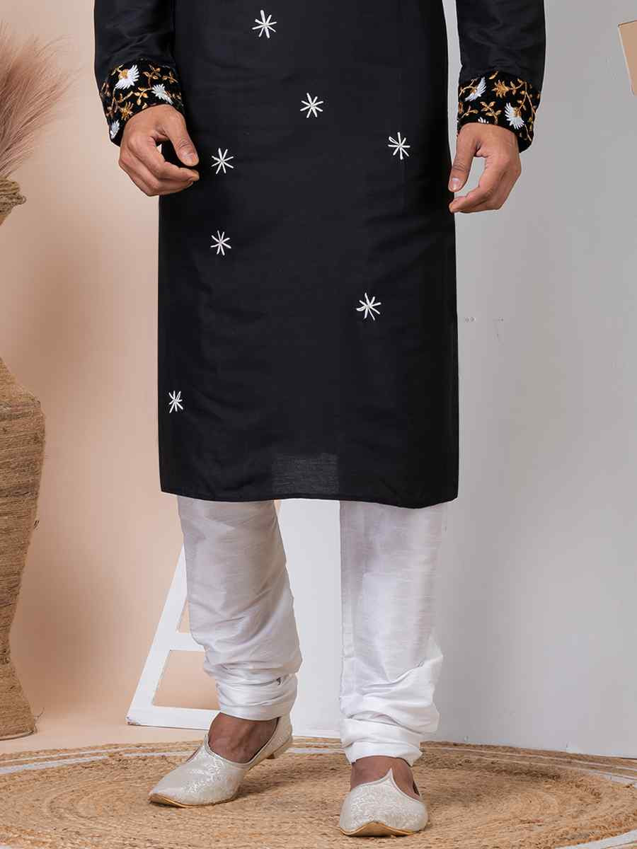 Black Viscose Printed Festival Mehendi Kurta