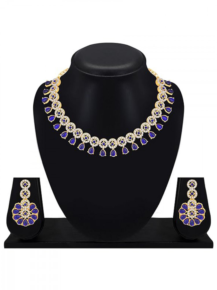 Blue Alloy Festival Wear Kundan Necklace