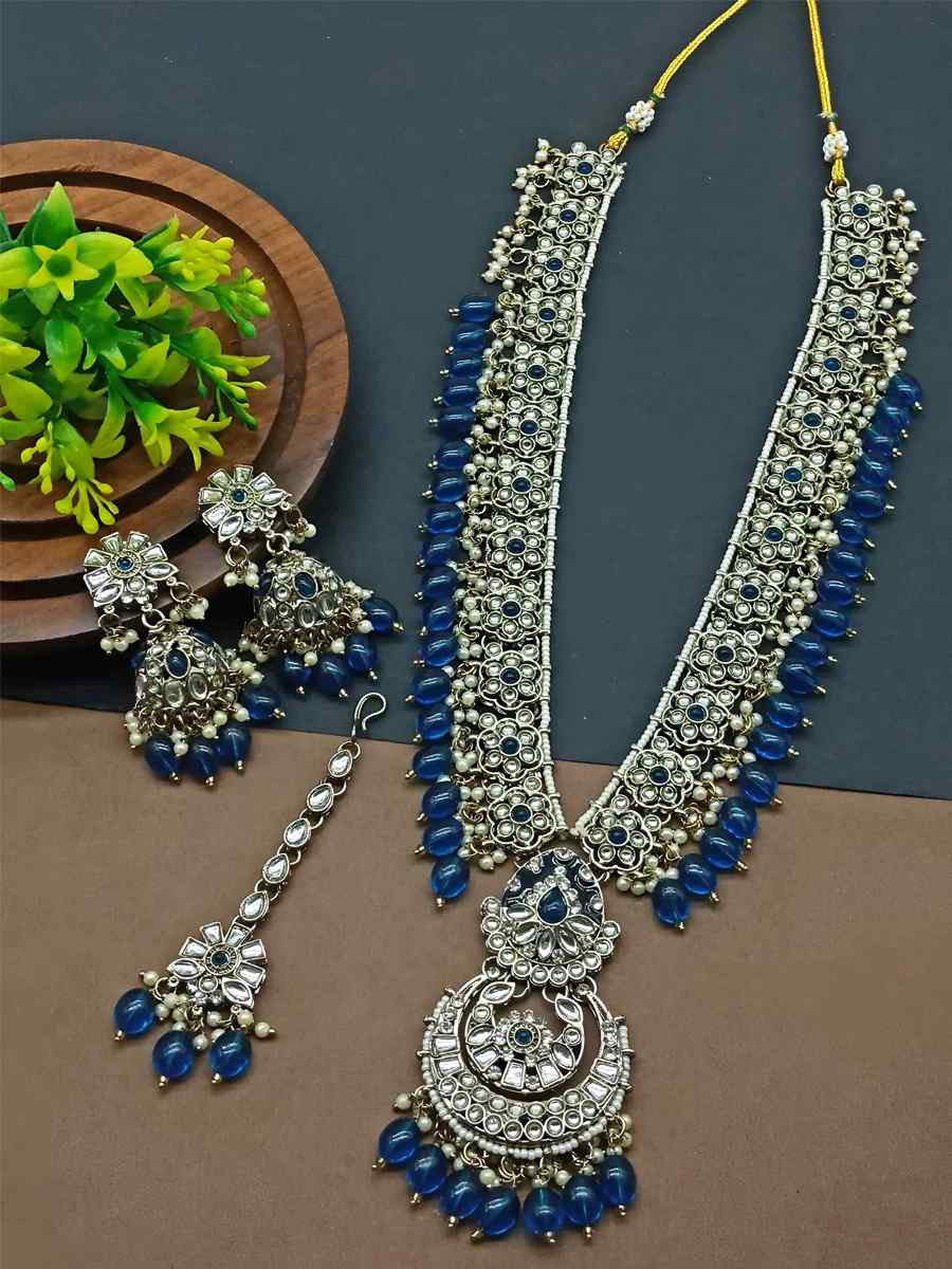 Blue Alloy Festival Wear Kundan Necklace