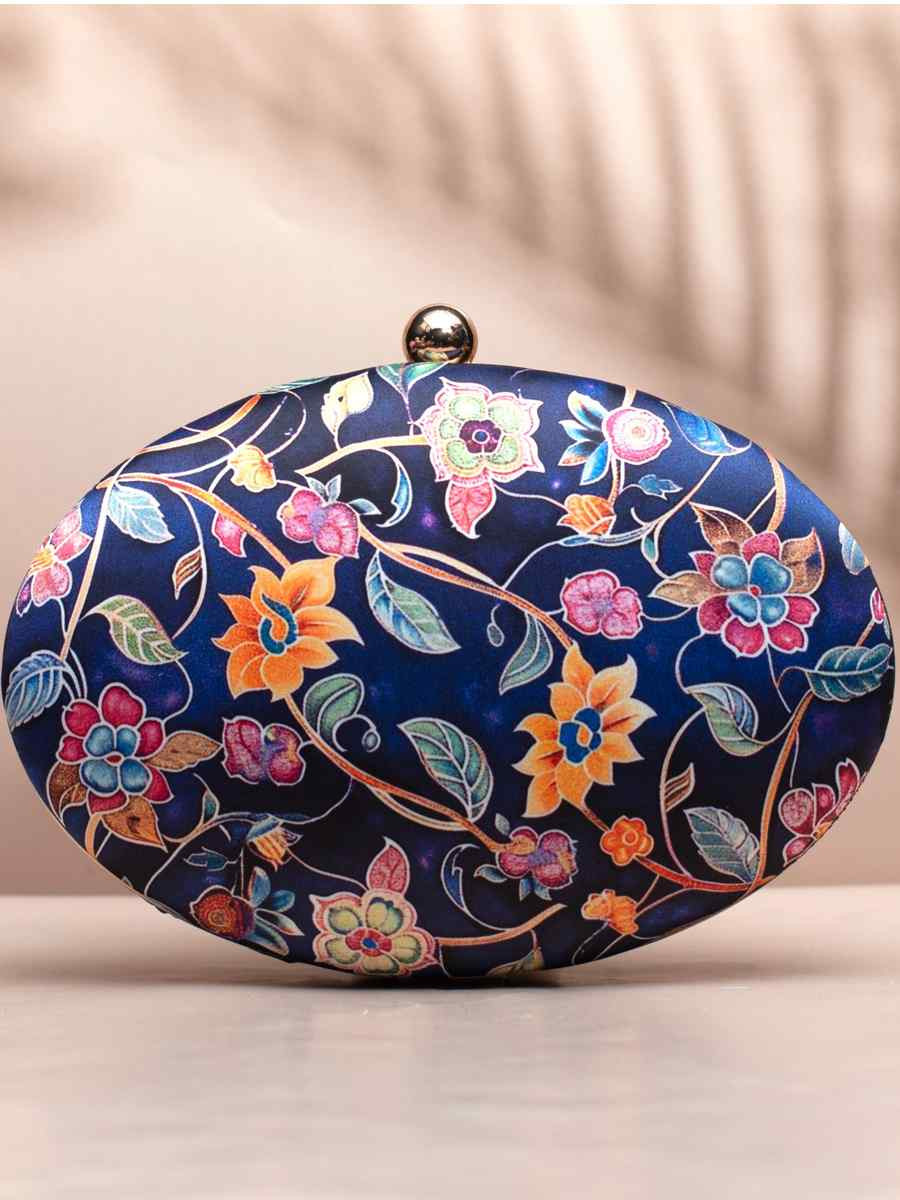 Blue Art Silk Festival Wear Printed Clutches