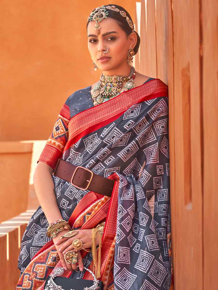 Blue Cotton Silk Handwoven Casual Festival Classic Style Saree