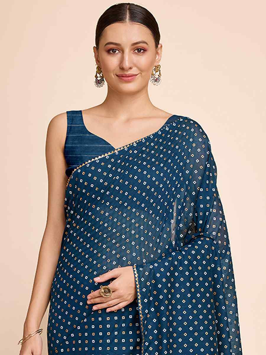 Blue Cotton Silk Handwoven Festival Casual Classic Style Saree