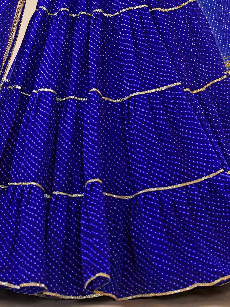 Blue Georgette Embroidered Bridesmaid Wedding Heavy Border Lehenga Choli