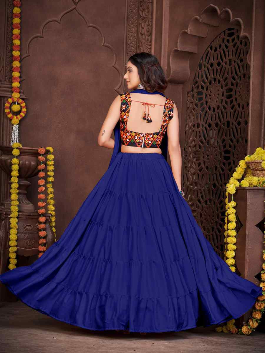 Blue Mono Silk Embroidered Festival Mehendi Traditional Lehenga Choli