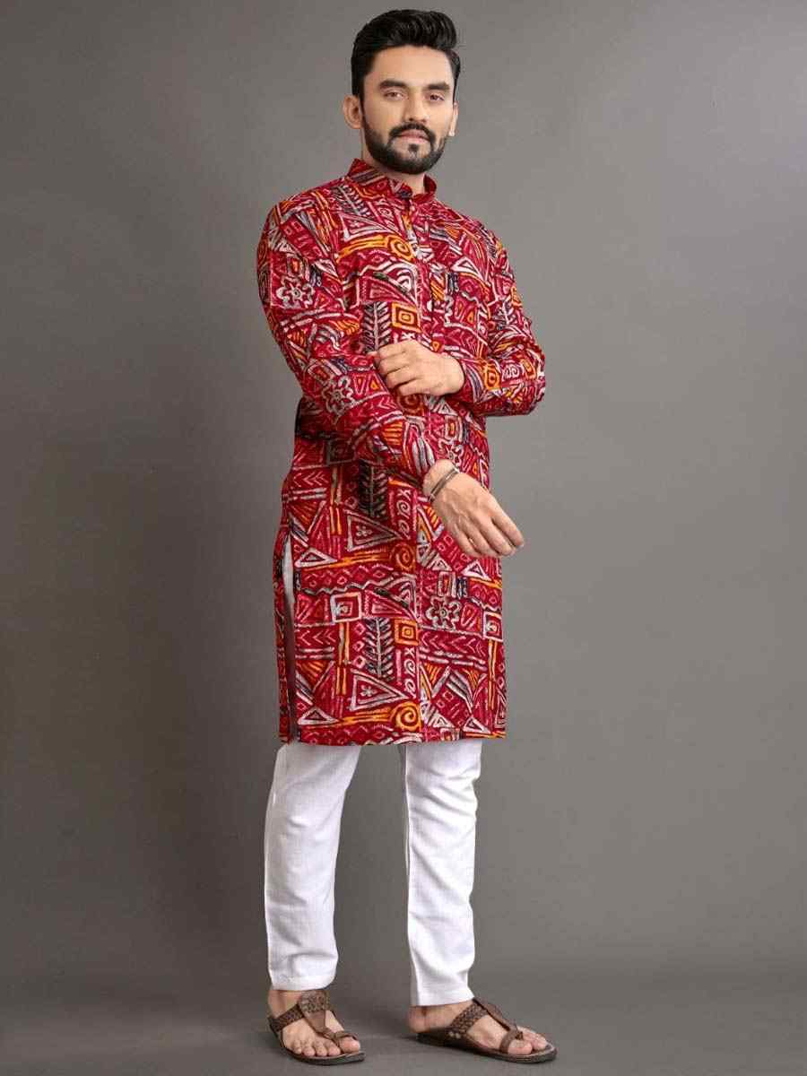 Blue Premium Soft Cotton Printed Festival Casual Kurta