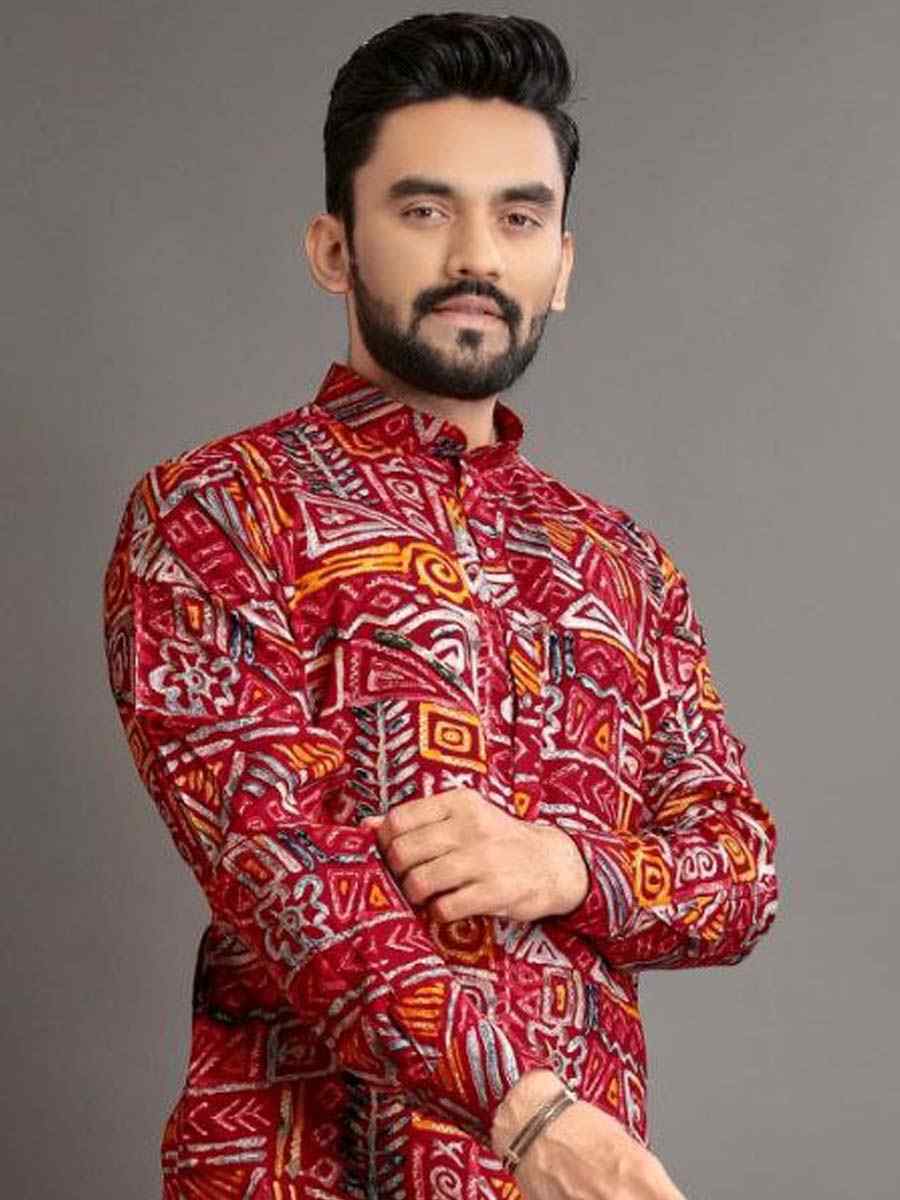 Blue Premium Soft Cotton Printed Festival Casual Kurta