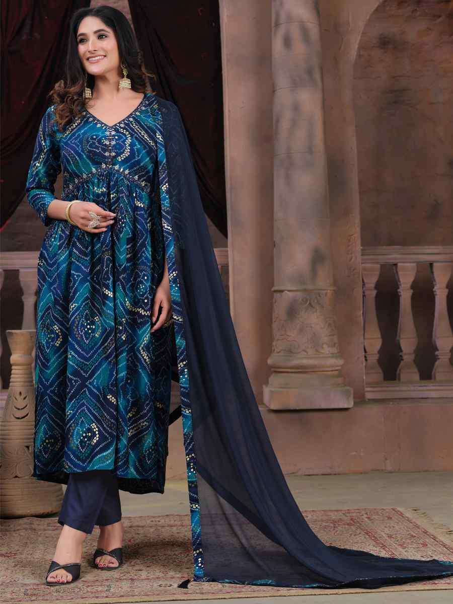 Blue Riyon Export Embroidered Festival Party Ready Anarkali Salwar Kameez