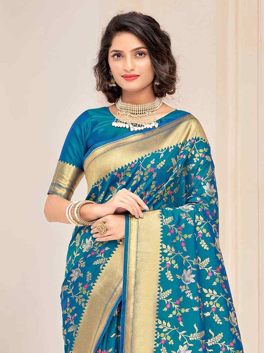 Blue Silk Handwoven Festival Casual Heavy Border Saree