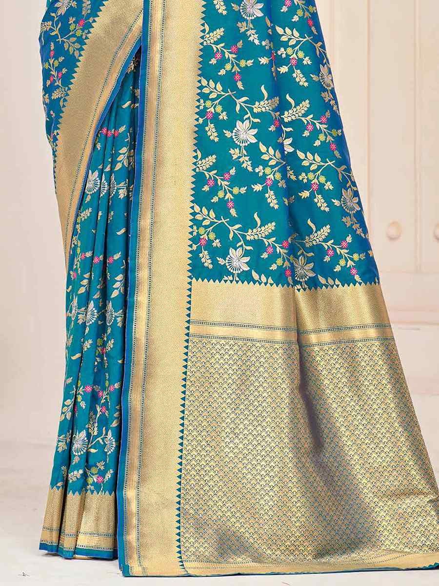 Blue Silk Handwoven Festival Casual Heavy Border Saree