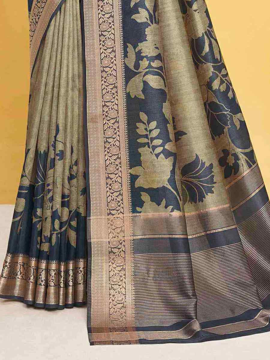 Blue Silk Handwoven Festival Wedding Heavy Border Saree