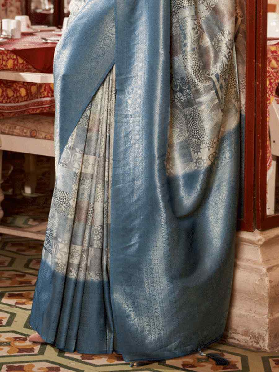 Blue Soft Silk Handwoven Festival Wedding Heavy Border Saree