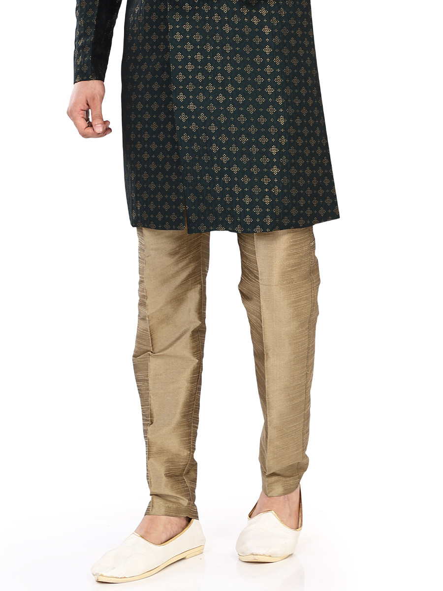 Bottle Green Cotton Embroidered Party Wedding Kurta