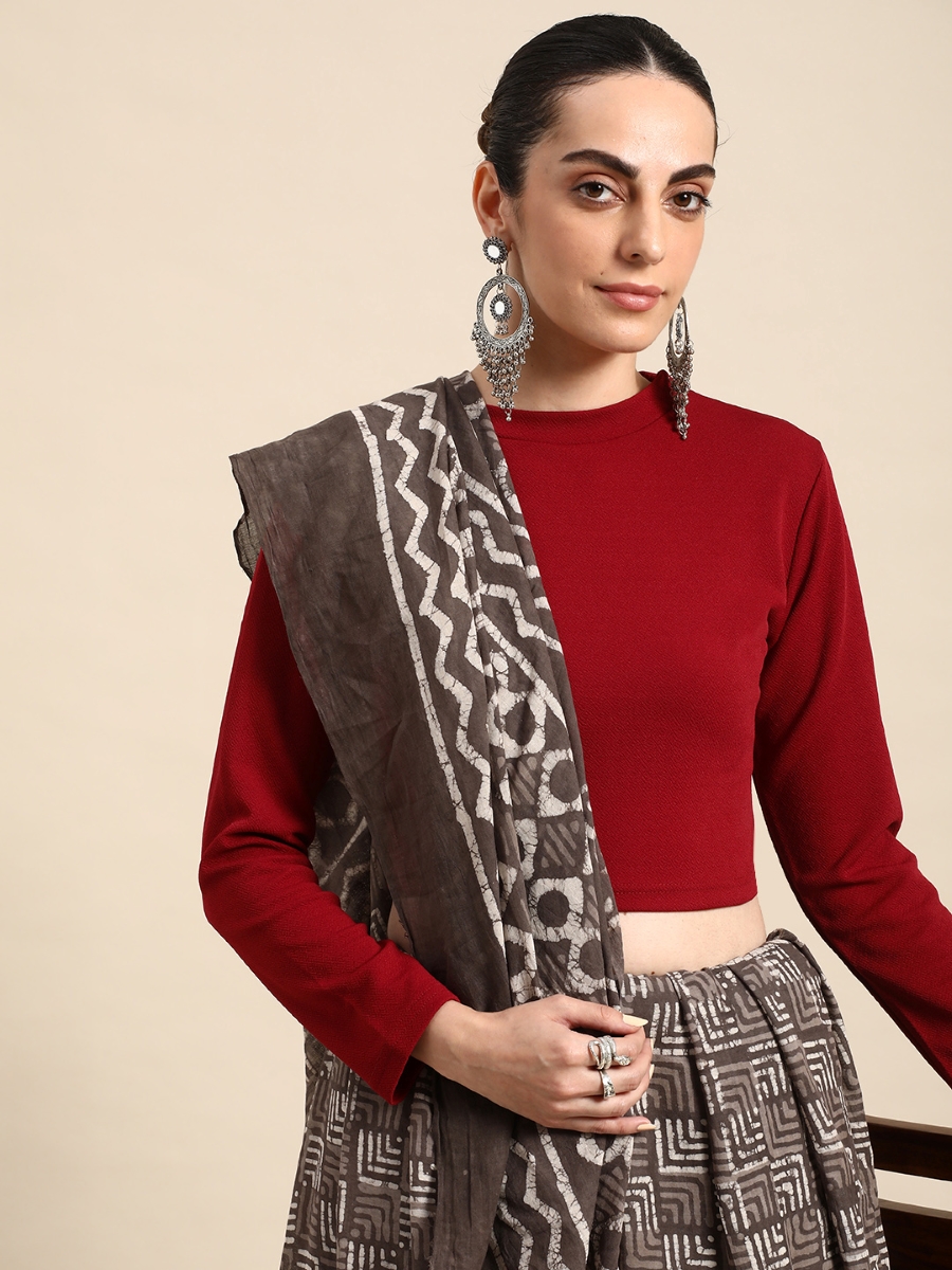 Brown Cotton Printed Festival Casual Contemporary Sarees