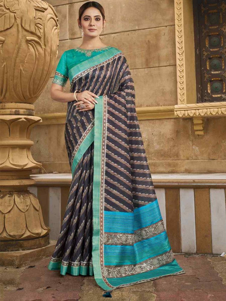 Brown Gajji Silk Handwoven Festival Casual Heavy Border Saree