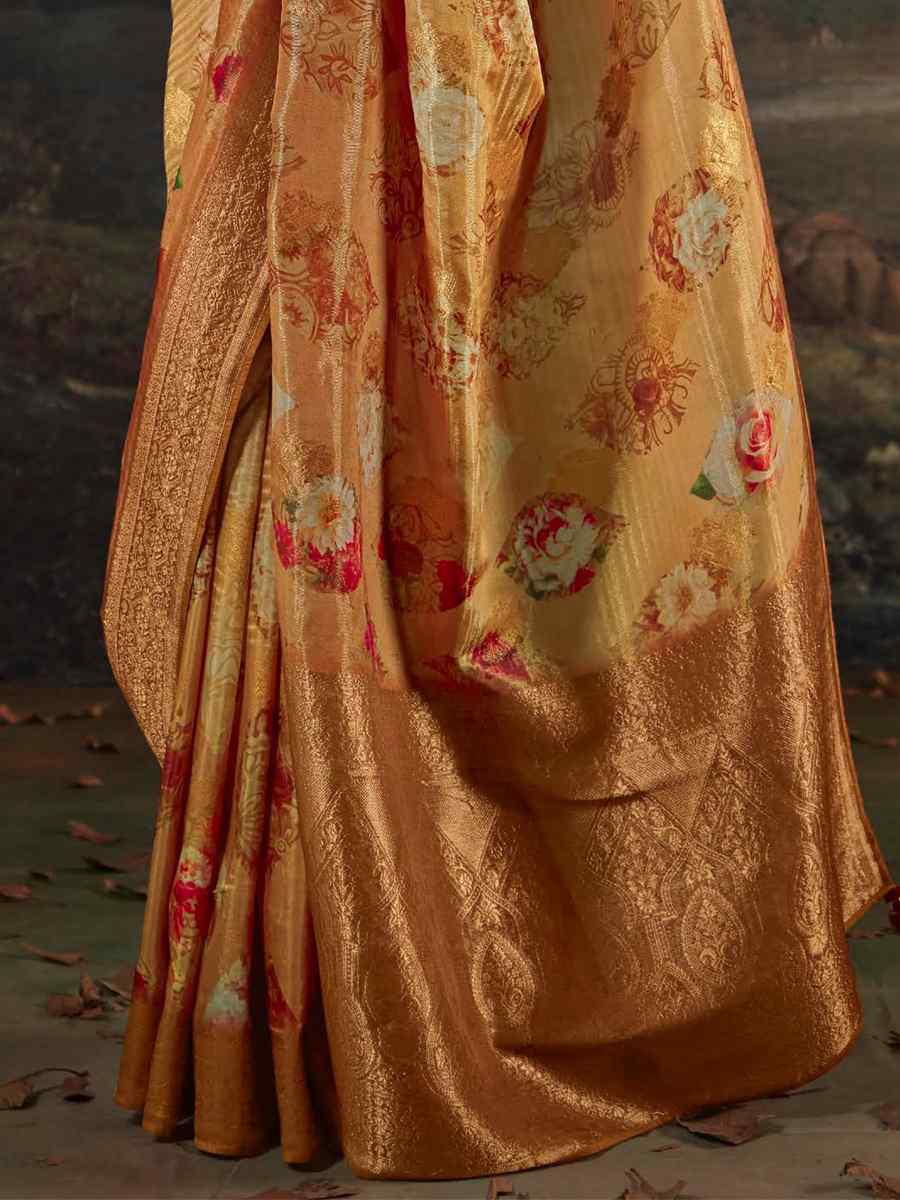 Brown Pure Zari Linen Handwoven Casual Festival Classic Style Saree