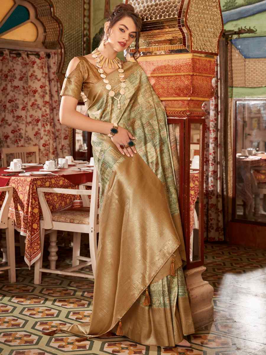 Brown Soft Silk Handwoven Festival Wedding Heavy Border Saree