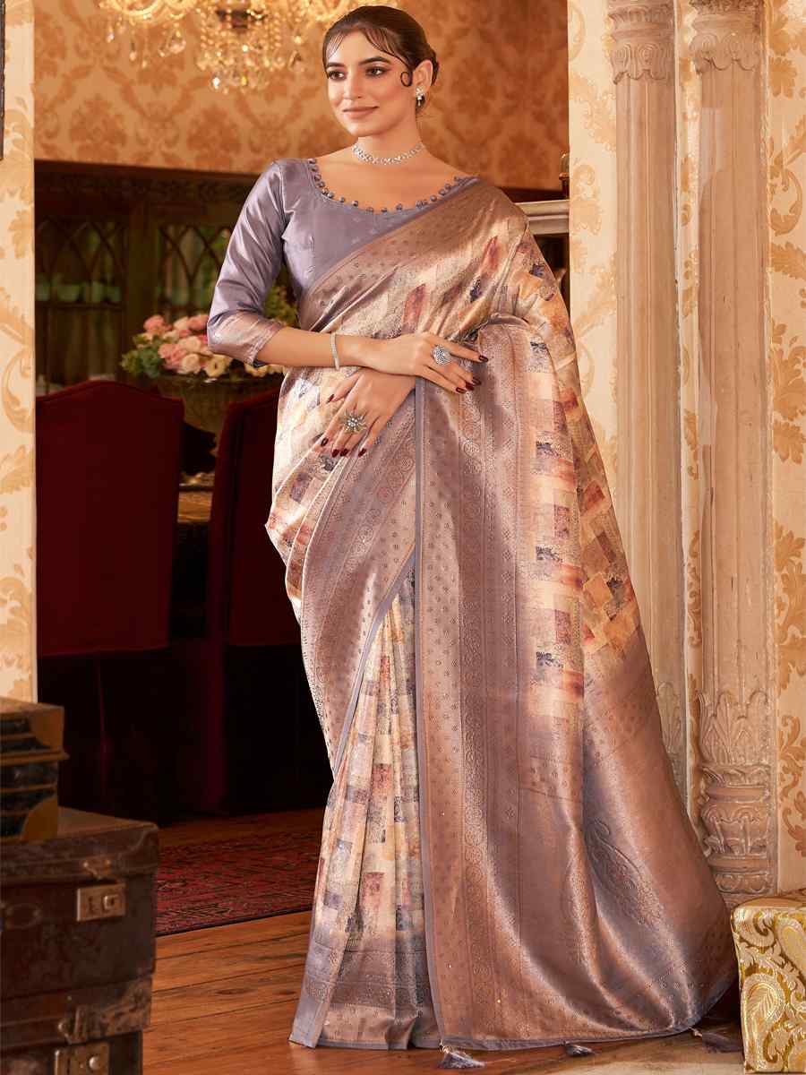 Brown Soft Silk Handwoven Wedding Festival Heavy Border Saree