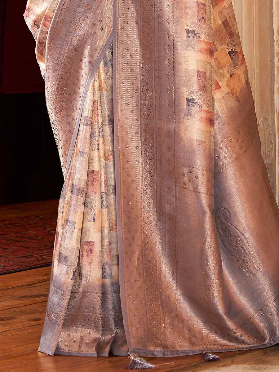 Brown Soft Silk Handwoven Wedding Festival Heavy Border Saree