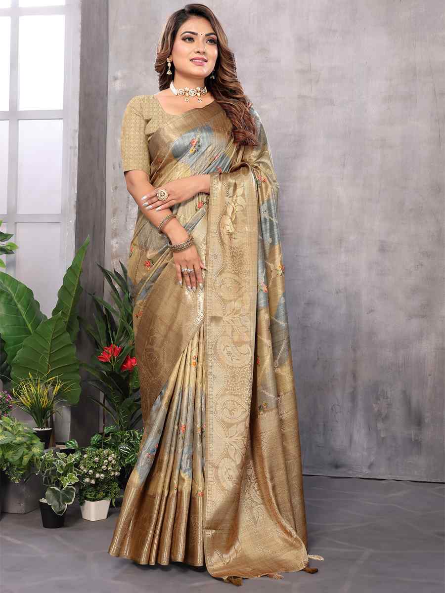 Brown Soft Weaving Handwoven Festival Casual Heavy Border Saree