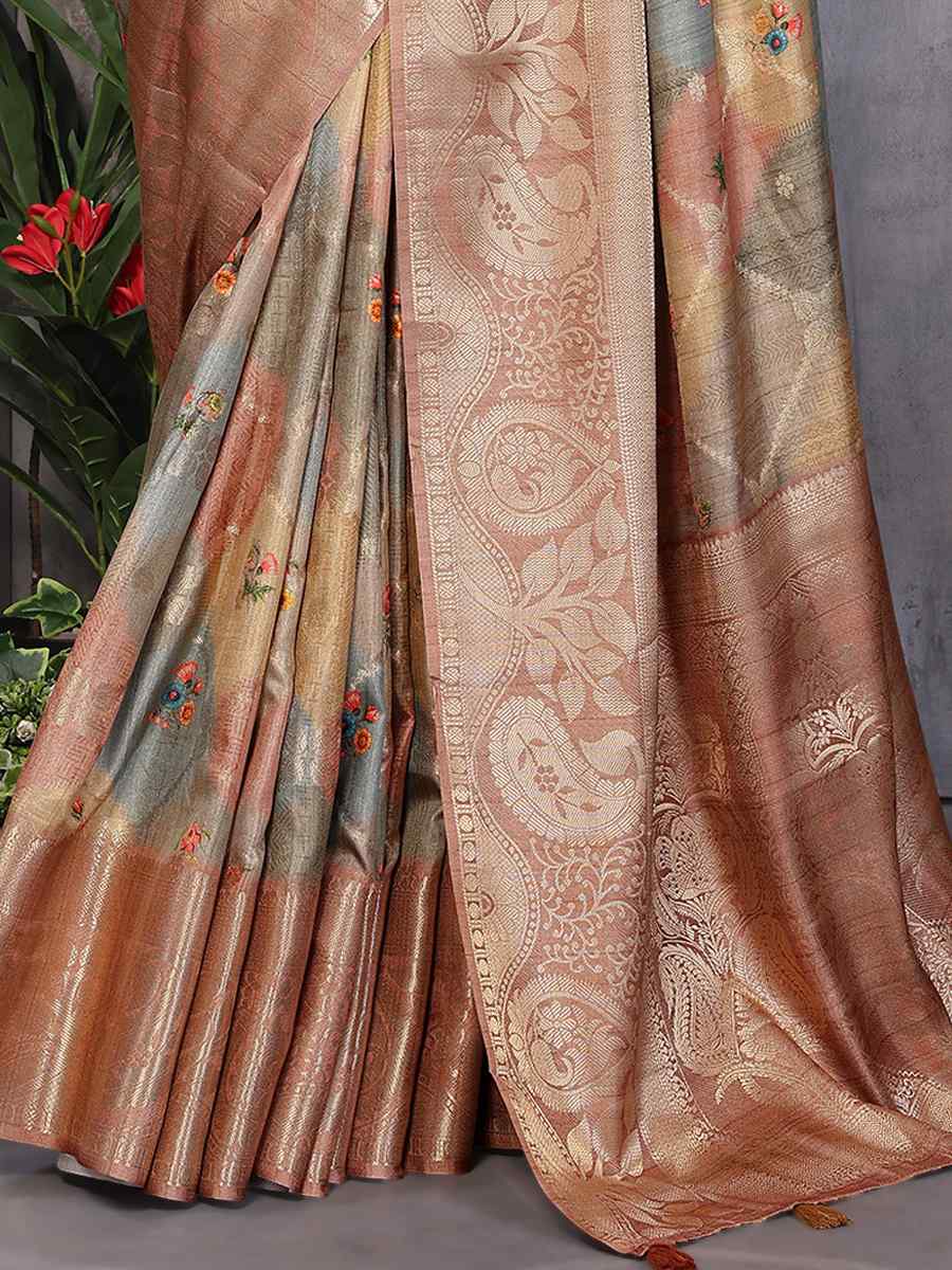 Brown Soft Weaving Handwoven Festival Casual Heavy Border Saree