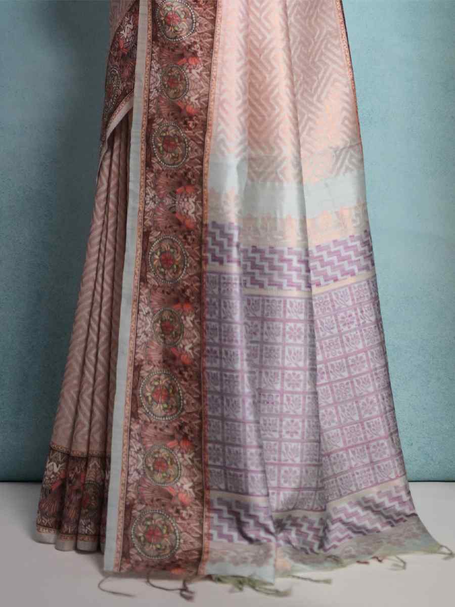 Chikoo Cotton Silk Handwoven Festival Wedding Heavy Border Saree