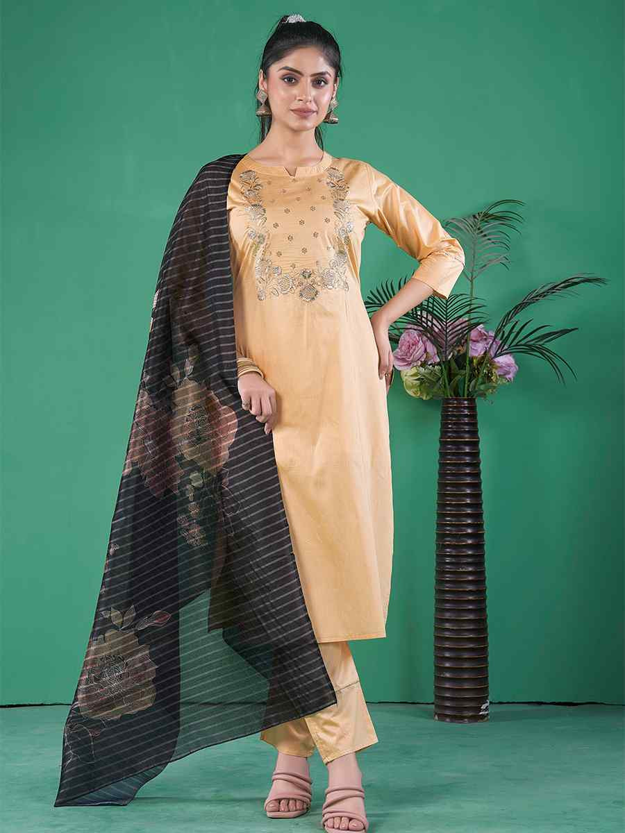 Chiku Art Pure Silk Embroidered Festival Casual Ready Pant Salwar Kameez