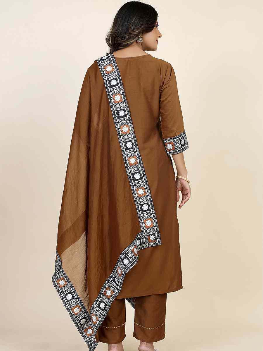 Chiku Chinon Silk Embroidered Festival Casual Ready Pant Salwar Kameez