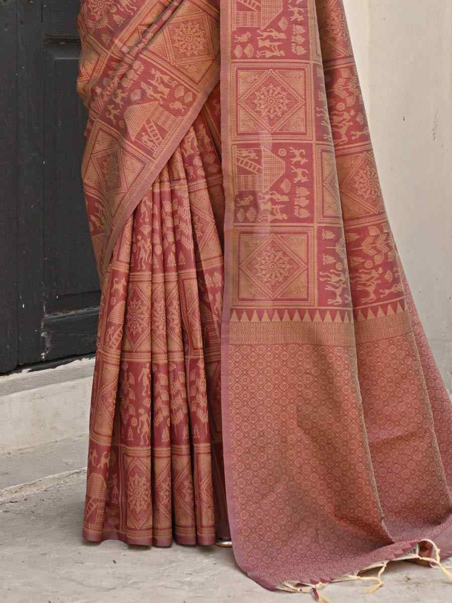 Coffee Kanjivaram Silk Handwoven Festival Casual Heavy Border Saree