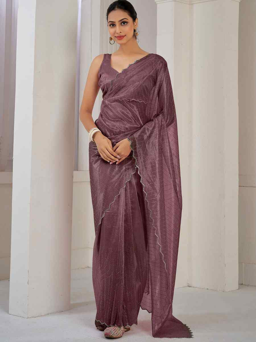 Coffee Soft Organza Net Handwoven Festival Party Classic Style Saree