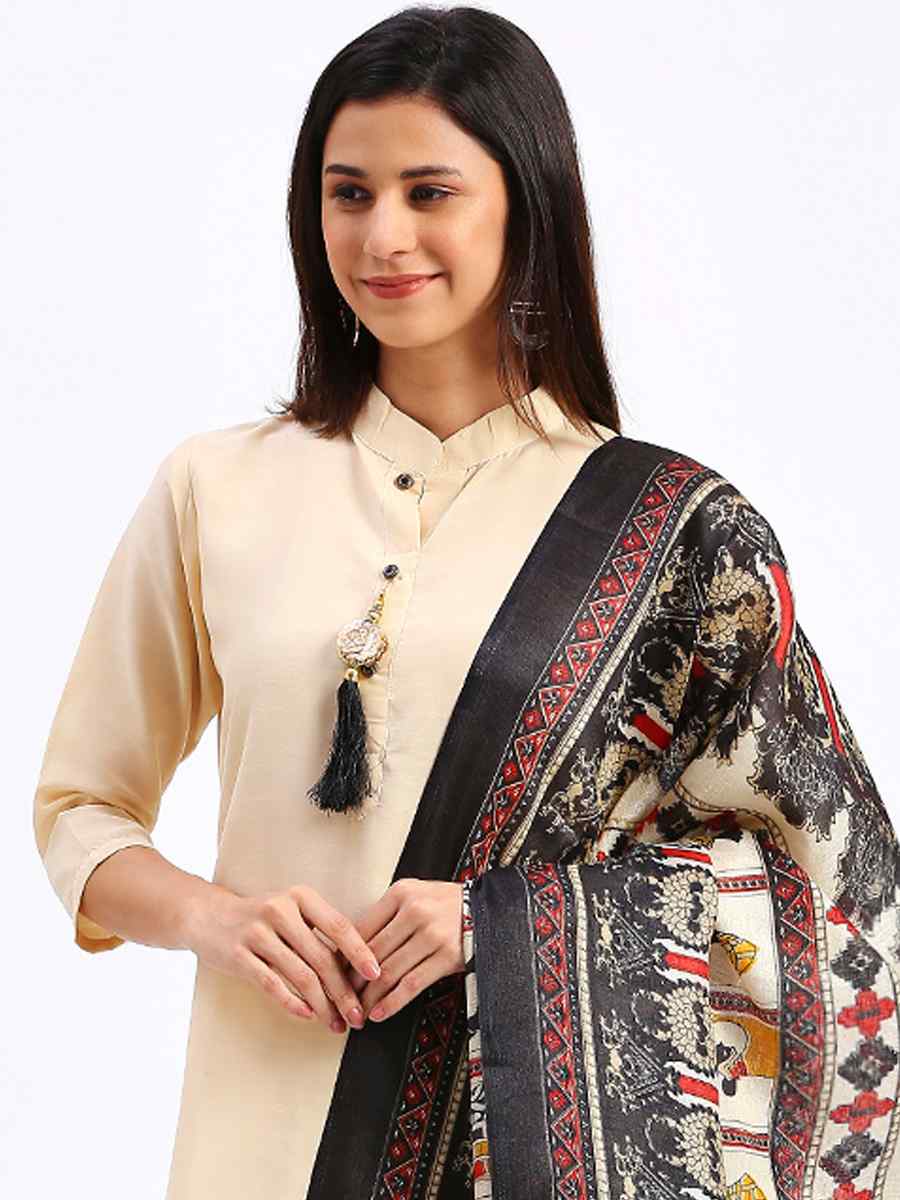 Cream Cotton Printed Festival Casual Ready Pant Salwar Kameez