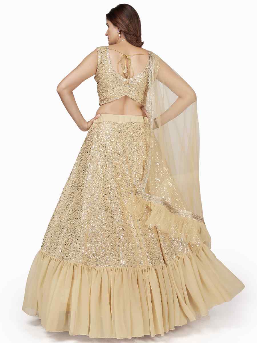 Cream Georgette Embroidered Party Wear Festival Circular Lehenga Choli