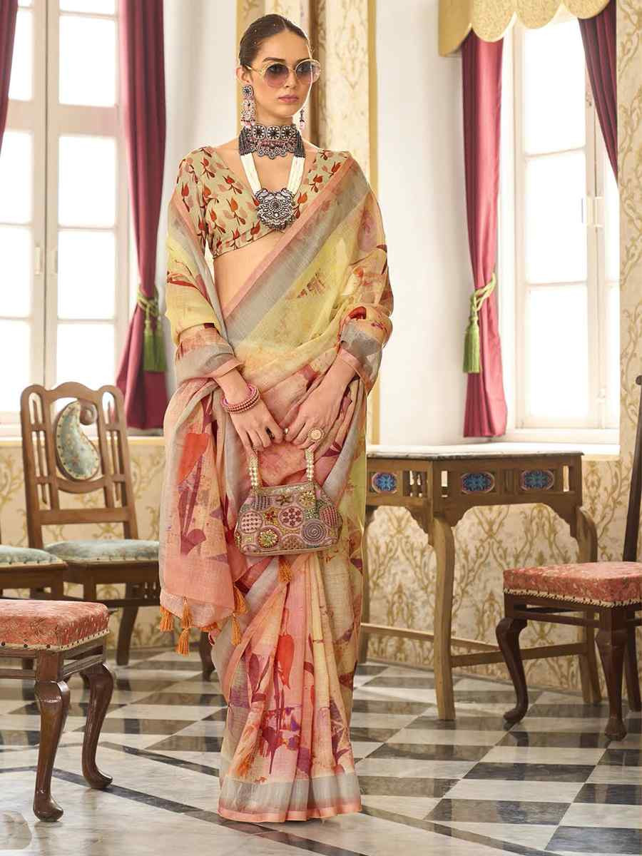 Cream Silk Handwoven Festival Casual Classic Style Saree