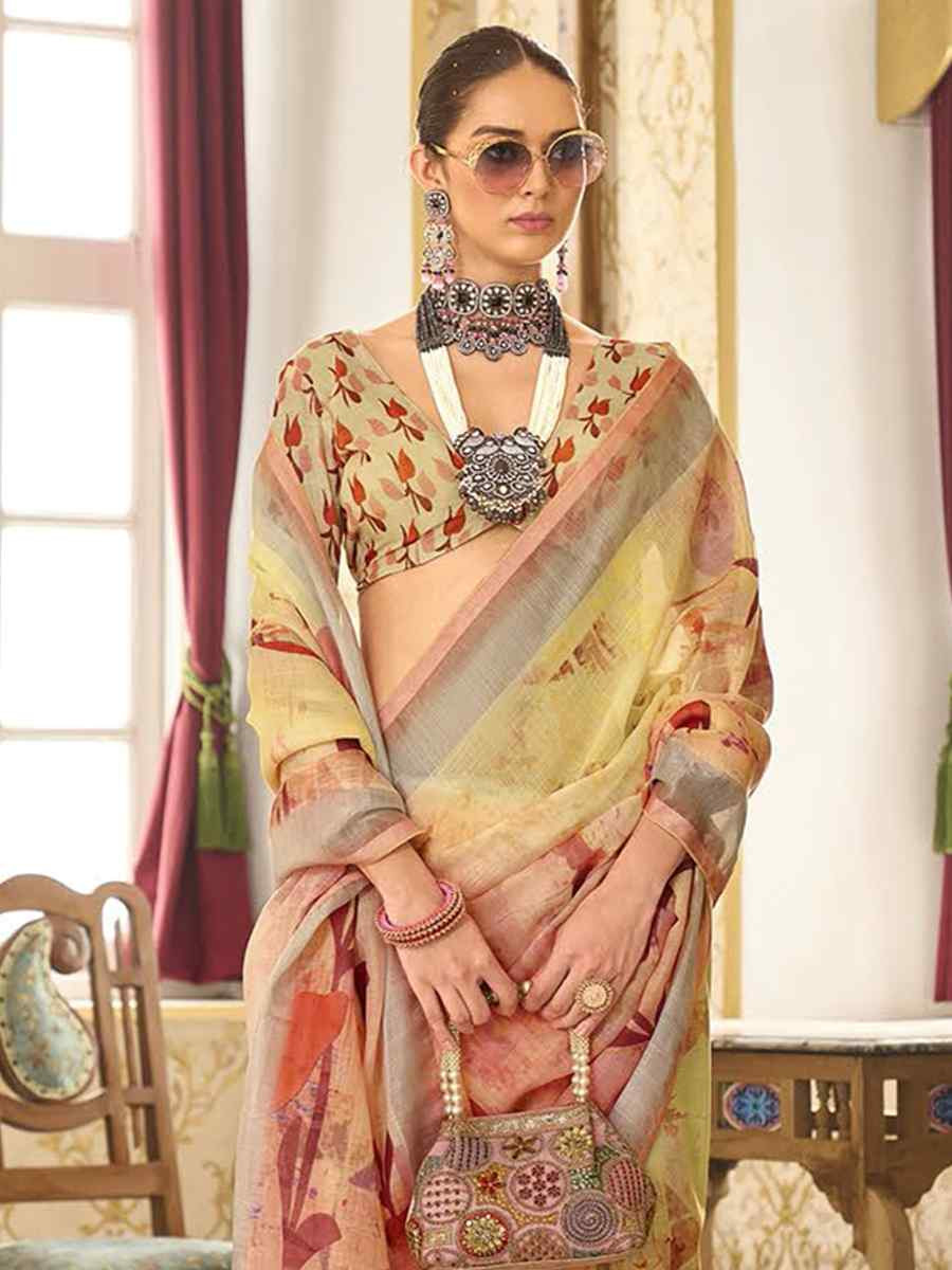 Cream Silk Handwoven Festival Casual Classic Style Saree