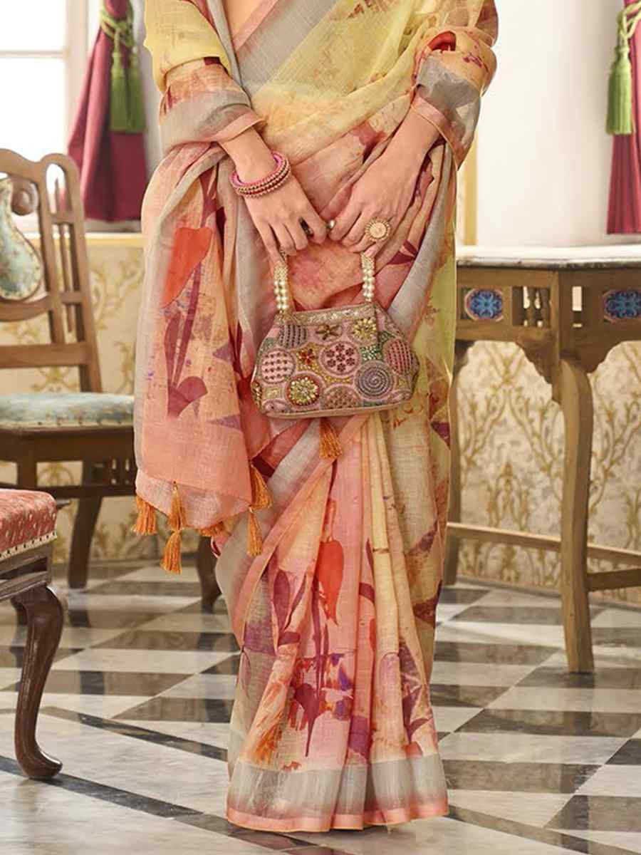 Cream Silk Handwoven Festival Casual Classic Style Saree