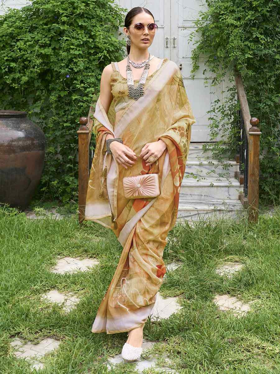 Cream Silk Handwoven Festival Casual Classic Style Saree