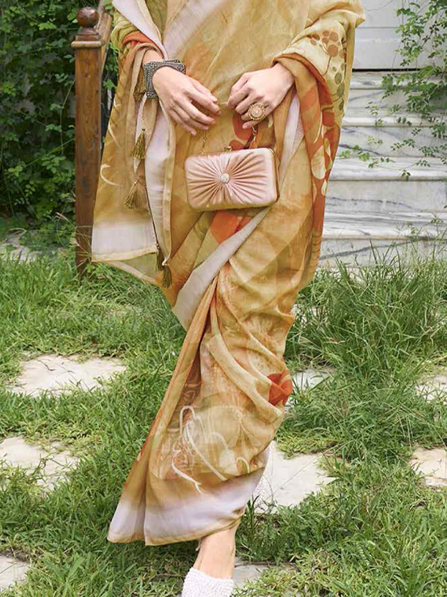 Cream Silk Handwoven Festival Casual Classic Style Saree