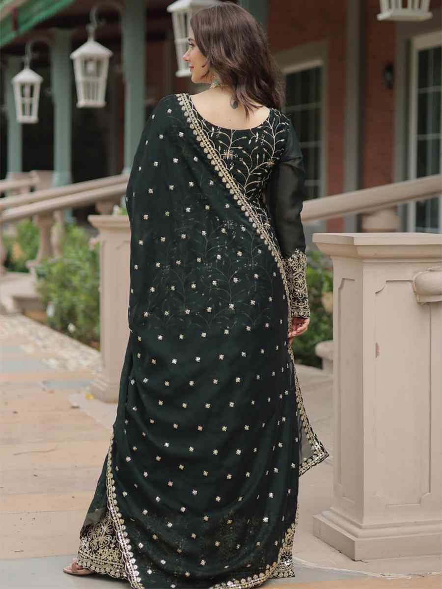 Dark Green Rangoli Silk Embroidered Festival Casual Ready Pant Salwar Kameez