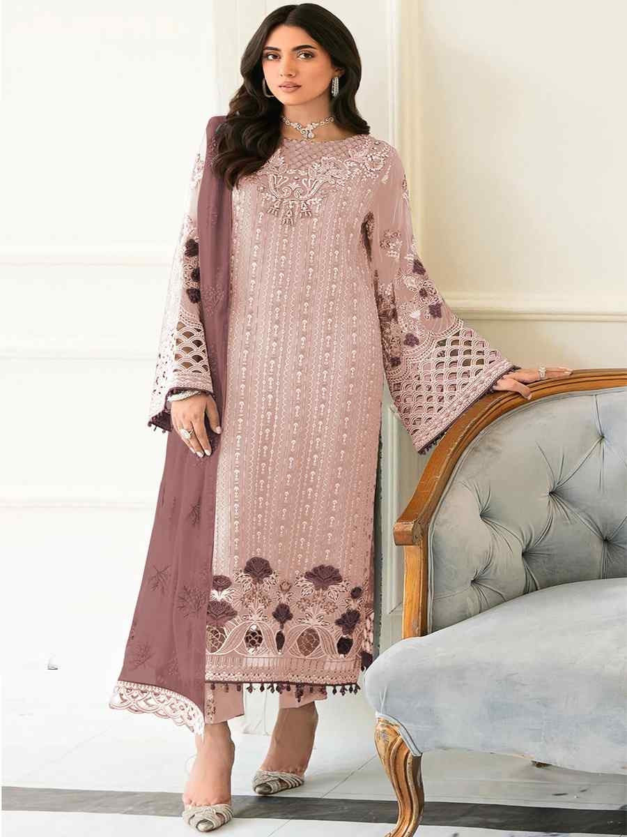 Dusty Faux Georgette Embroidered Festival Casual Pant Salwar Kameez