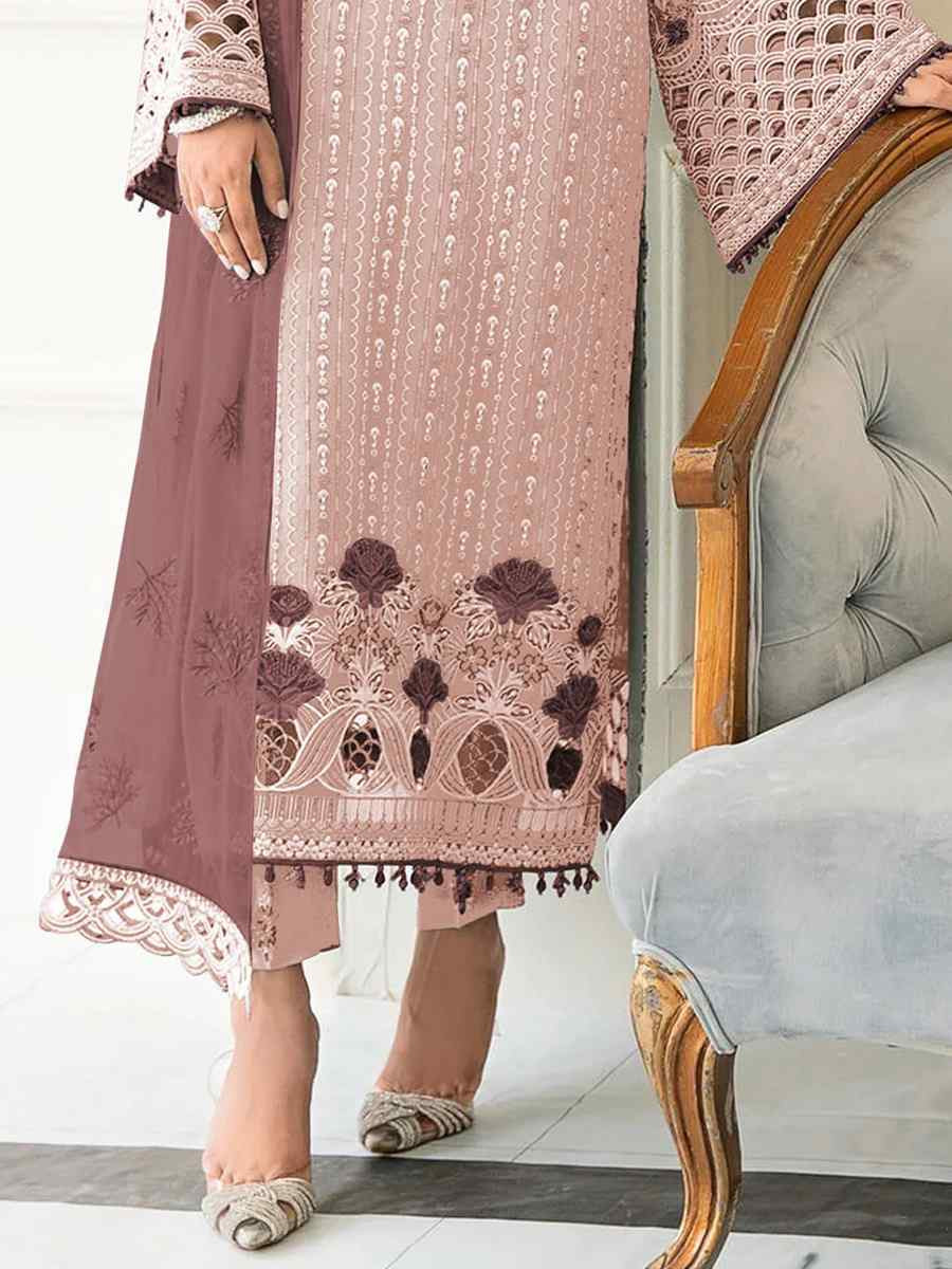 Dusty Faux Georgette Embroidered Festival Casual Pant Salwar Kameez