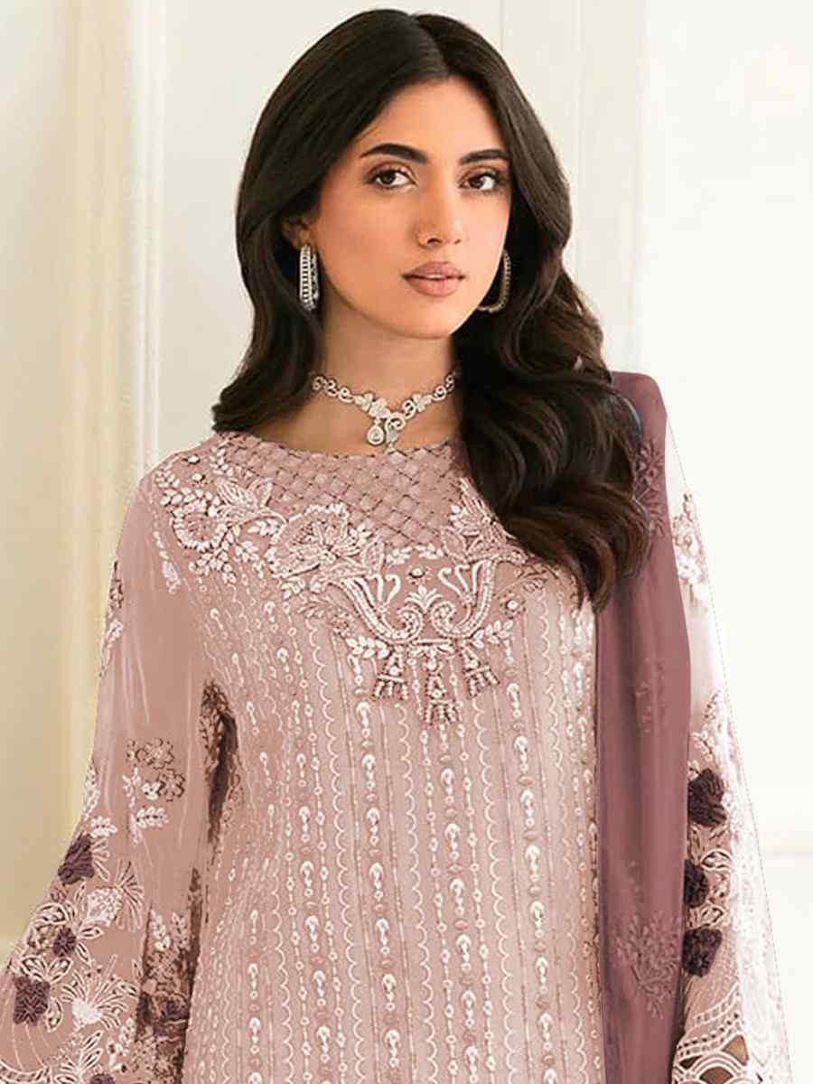 Dusty Faux Georgette Embroidered Festival Casual Pant Salwar Kameez