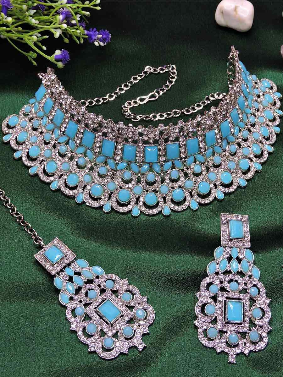 Firozi Alloy Festival Wear Kundan Necklace