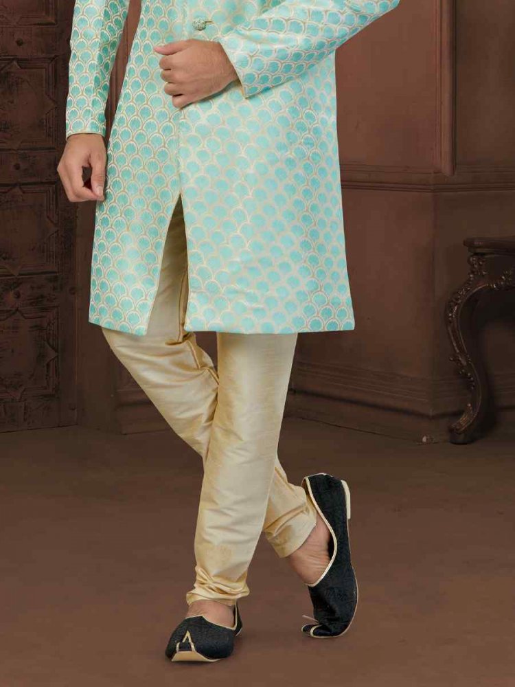 Firozi top colour sherwani